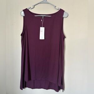 NWT Eileen Fisher Lightweight Viscose Jersey Bateau Neck Long Shell Size M